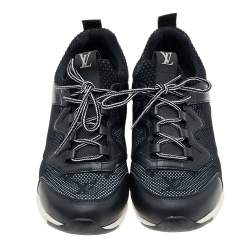 Louis Vuitton Black Monogram Mesh and Leather Low Top Sneakers Size 36.5