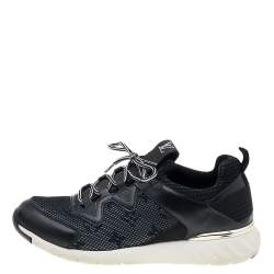 Louis Vuitton Black Monogram Mesh and Leather Low Top Sneakers Size 36.5