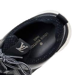 Louis Vuitton Black Monogram Mesh and Leather Low Top Sneakers Size 36.5