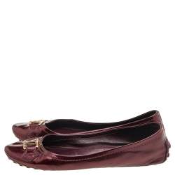 مملوكة مسبقًا Louis Vuitton Burgundy Patent Leather Oxford Ballet Flats Size 39
