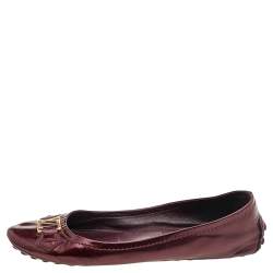 مملوكة مسبقًا Louis Vuitton Burgundy Patent Leather Oxford Ballet Flats Size 39