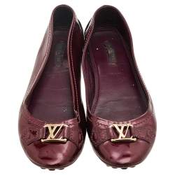 مملوكة مسبقًا Louis Vuitton Burgundy Patent Leather Oxford Ballet Flats Size 39