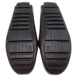 Louis Vuitton Brown Leather S Lock Slip On Loafers Size 39