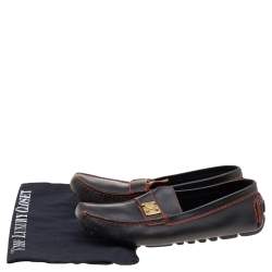 Louis Vuitton Brown Leather S Lock Slip On Loafers Size 39