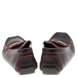 Louis Vuitton Brown Leather S Lock Slip On Loafers Size 39