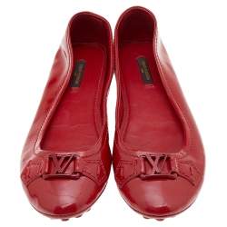 Louis Vuitton Red Patent Leather Oxford Ballet Flats Size 38