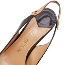 Pre Owned Louis Vuitton Brown Patent Leather Pointed Toe Slingback Sandals Size 39