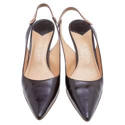 Pre Owned Louis Vuitton Brown Patent Leather Pointed Toe Slingback Sandals Size 39