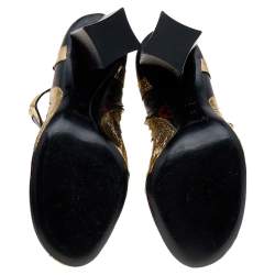 Pre Owned حذاء بوت للكاحل لوي فيتون كوينز أوف هارتس جلد ذهبي ونمط مونوغرامي أنفراروج مطبوع مقاس 40