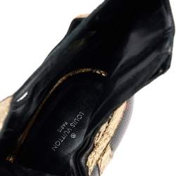 Pre Owned حذاء بوت للكاحل لوي فيتون كوينز أوف هارتس جلد ذهبي ونمط مونوغرامي أنفراروج مطبوع مقاس 40