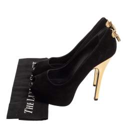 مملوكة مسبقًا Louis Vuitton Black Suede Oh Really! Peep-Toe Platform Pumps Size 38