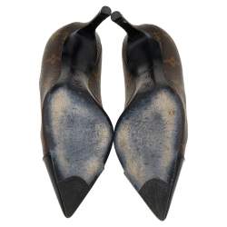 Pre Owned Louis Vuitton Brown/Black Monogram Canvas and Patent Leather Cap Toe Fetish Pumps Size 36
