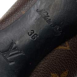 Pre Owned Louis Vuitton Brown/Black Monogram Canvas and Patent Leather Cap Toe Fetish Pumps Size 36