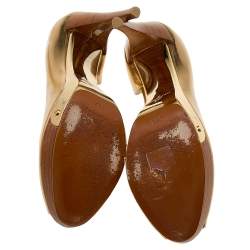 Pre Owned حذاء كعب عالي لوي فيتون نعل سميك دورسيه جلد ذهبي ميتالك مقاس 38.5