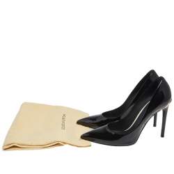 مملوكة مسبقًا حذاء كعب عالي لوي فيتون جلد أسود لامع مقدمة مدببة مقاس 37.5