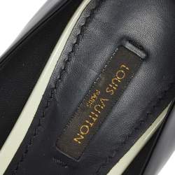 مملوكة مسبقًا حذاء كعب عالي لوي فيتون جلد أسود لامع مقدمة مدببة مقاس 37.5