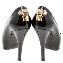 Pre Owned حذاء كعب عالي لوي فيتون أوه ريلي! جلد أسود لامع مقدمة مفتوحة مقاس 37