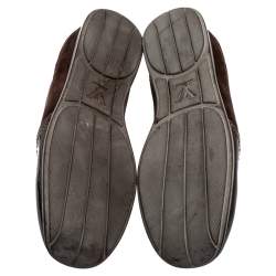 Louis Vuitton Brown Monogram Canvas and Patent Leather Globe Trotter Square-Toe Sneakers Size 38