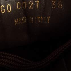 Louis Vuitton Brown Monogram Canvas and Patent Leather Globe Trotter Square-Toe Sneakers Size 38
