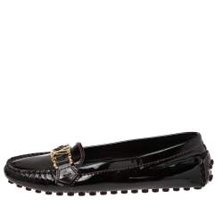 Pre Owned Louis Vuitton Burgundy Patent Leather Oxford Loafers Size 36