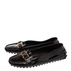 Pre Owned Louis Vuitton Burgundy Patent Leather Oxford Loafers Size 36