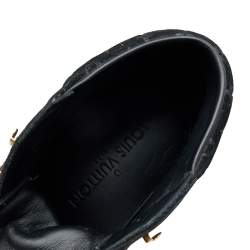 Louis Vuitton Black Leather And Embossed Monogram Suede Millenium Wedge Sneakers Size 36