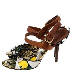 Louis Vuitton Multicolor Canvas and Leather Flower Fields Sandals Size 38