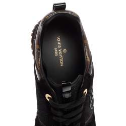Pre Owned Louis Vuitton Black/Brown Patent Leather And Suede Run Away  Sneakers Size 37.5