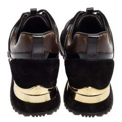 Pre Owned Louis Vuitton Black/Brown Patent Leather And Suede Run Away  Sneakers Size 37.5