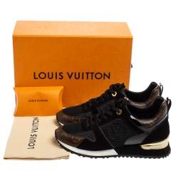 Pre Owned Louis Vuitton Black/Brown Patent Leather And Suede Run Away  Sneakers Size 37.5