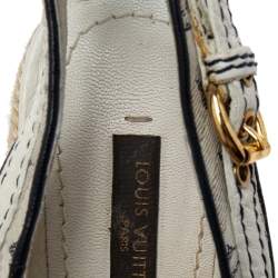 مملوكة مسبقًا Louis Vuitton White/Navy Blue Monogram Canvas Espadrille Wedge Slingback Sandals Size 36