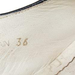 مملوكة مسبقًا Louis Vuitton White/Navy Blue Monogram Canvas Espadrille Wedge Slingback Sandals Size 36