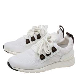 Louis Vuitton White Knit Fabric And Leather Aftergame Lace Up Sneakers Size 36