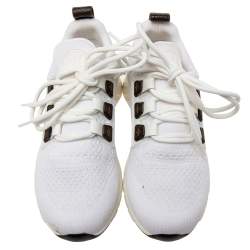 Louis Vuitton White Knit Fabric And Leather Aftergame Lace Up Sneakers Size 36