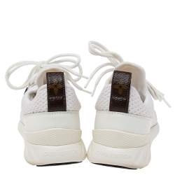 Louis Vuitton White Knit Fabric And Leather Aftergame Lace Up Sneakers Size 36