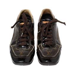 Louis Vuitton Monogram Canvas, Patent Leather and Suede Globe Trotter Sneakers Size 38