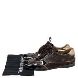 Louis Vuitton Monogram Canvas, Patent Leather and Suede Globe Trotter Sneakers Size 38