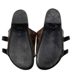 Pre Owned Louis Vuitton Brown Monogram Canvas Bom Dia Flat Mules Size 37
