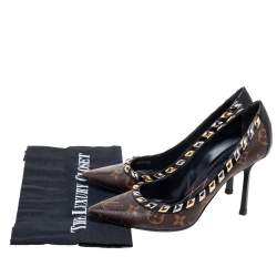 مملوكة مسبقًا حذاء كعب عالي لوي فيتون إلدورادو كانفاس مونوغرامي و حواف جلد أسود /بني مقدمة مدببة مقاس 37.5