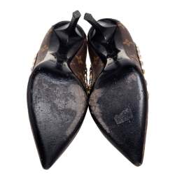 مملوكة مسبقًا حذاء كعب عالي لوي فيتون إلدورادو كانفاس مونوغرامي و حواف جلد أسود /بني مقدمة مدببة مقاس 37.5