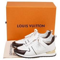 Pre Owned Louis Vuitton White Mesh And Monogram Canvas Run Away Low Top Sneakers Size 39.5