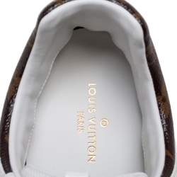 Pre Owned Louis Vuitton White Mesh And Monogram Canvas Run Away Low Top Sneakers Size 39.5