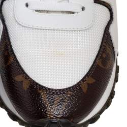 Pre Owned Louis Vuitton White Mesh And Monogram Canvas Run Away Low Top Sneakers Size 39.5