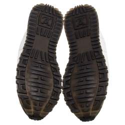 Pre Owned Louis Vuitton White Mesh And Monogram Canvas Run Away Low Top Sneakers Size 39.5