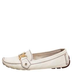 Louis Vuitton Off White Leather Monte Carlo Loafers Size 37