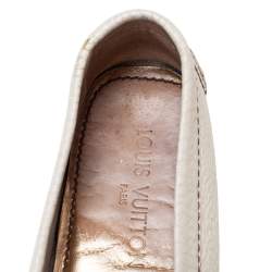 Pre Owned Louis Vuitton Cream Leather Monte Carlo Loafers Size 37.5