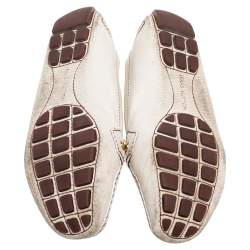 Pre Owned Louis Vuitton Cream Leather Monte Carlo Loafers Size 37.5