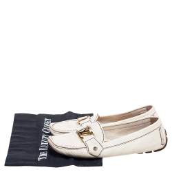 Pre Owned Louis Vuitton Cream Leather Monte Carlo Loafers Size 37.5