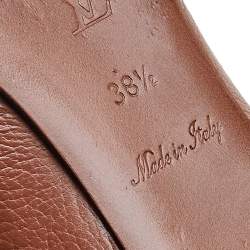 Louis Vuitton Brown Leather Logo Embellished Ballet Flats Size 38.5