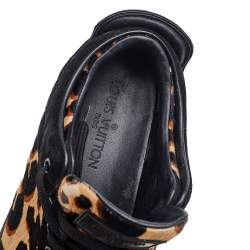 Louis Vuitton Brown/Black Leopard Print Calf Hair And Suede Low Top Sneakers Size 37